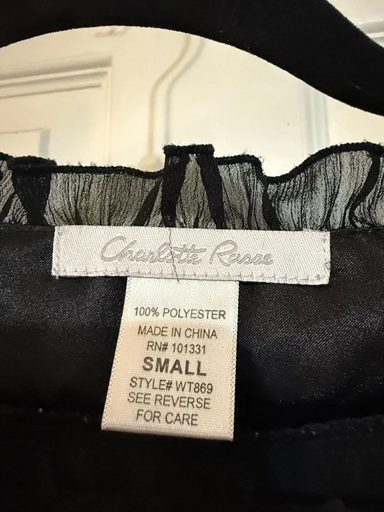 Charlotte Russe Black Sheer Ruffle-Trim Blouse - Picture 2 of 6